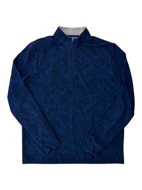 johnnie-O Brady Quarter Zip Pullover Men's Size Medium Wake Blue Navy Patterned